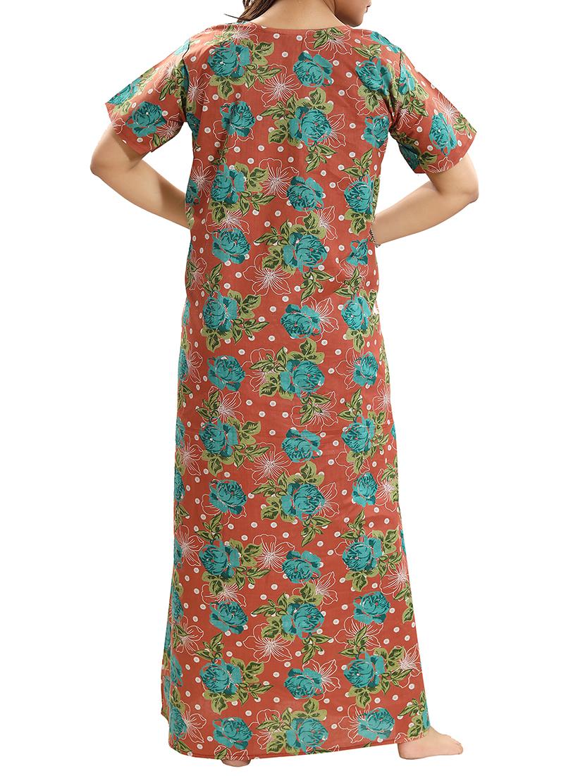 zipper detail floral nightwear gown - 15807910 - Standard Image - 2