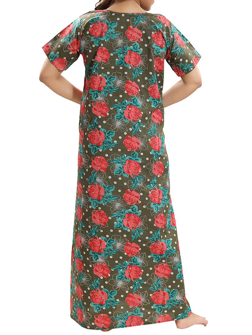 zipper detail floral nightwear gown - 15807911 - Standard Image - 2