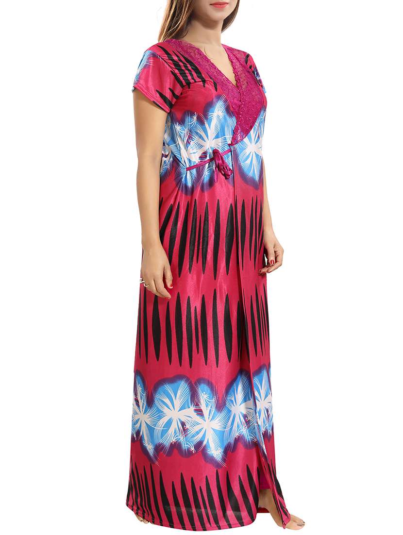 lace detail nighty with robe - 15807916 - Standard Image - 2