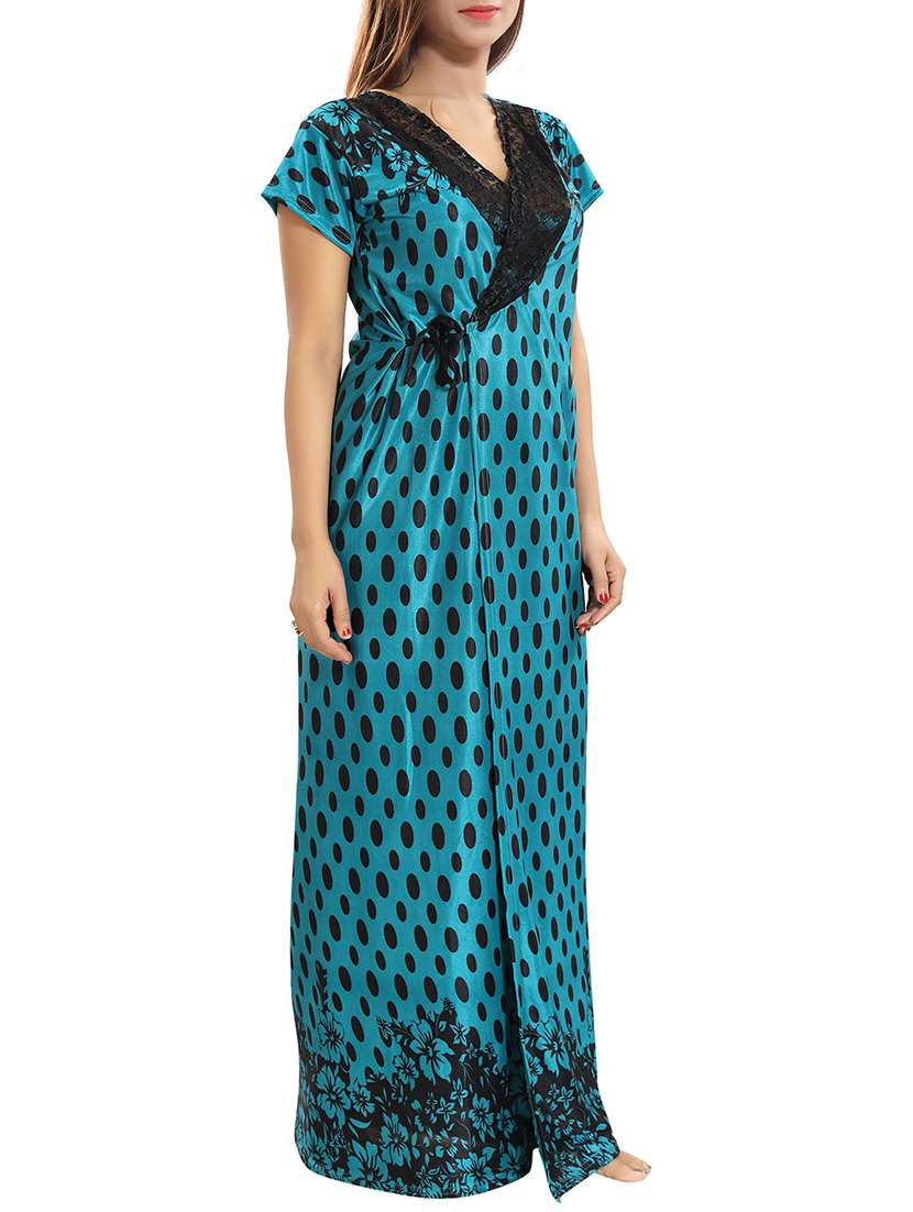 lace detail nighty with robe - 15807920 - Standard Image - 2