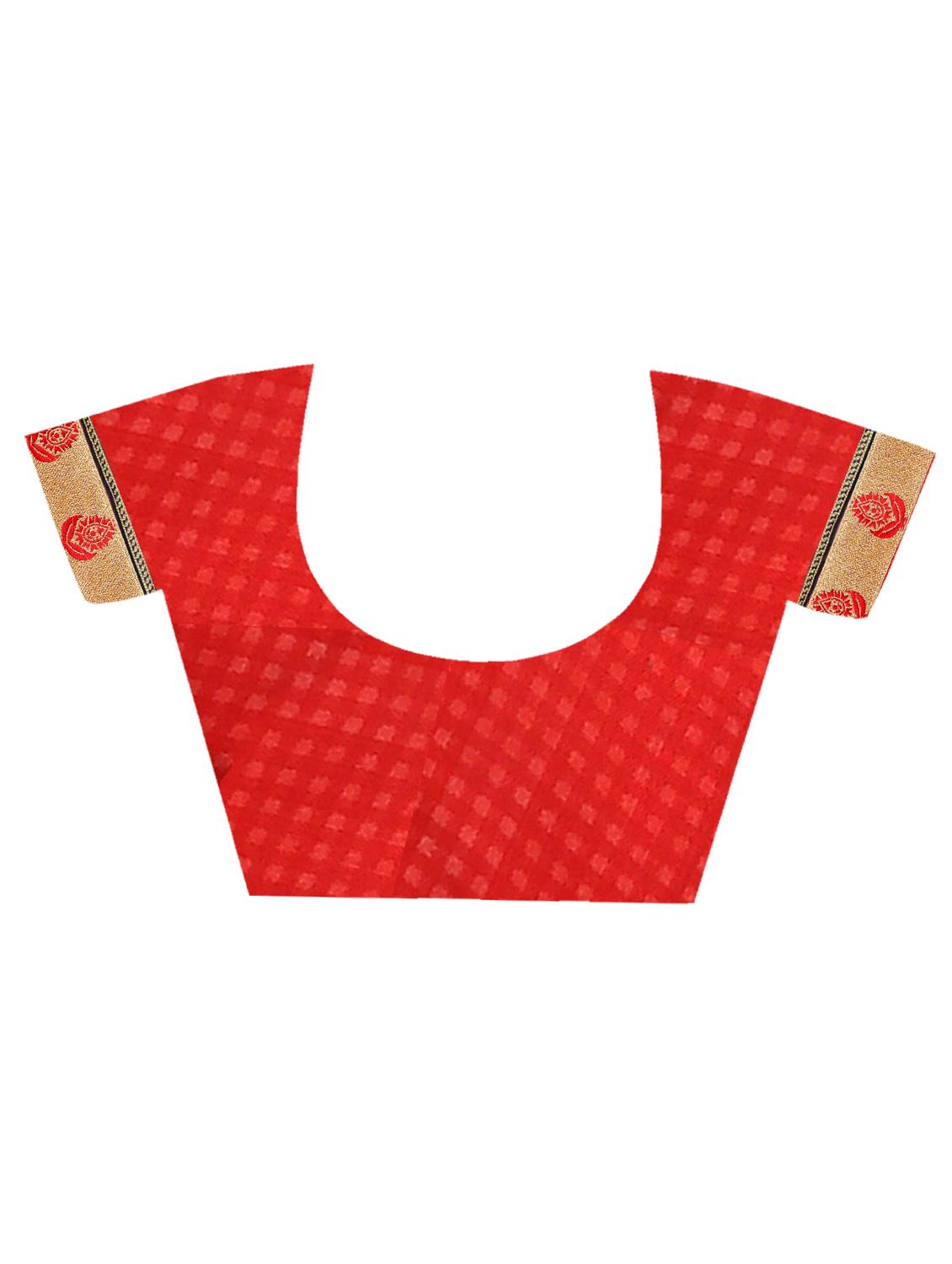 checkered floral printed saree with blouse - 15809238 - Standard Image - 2
