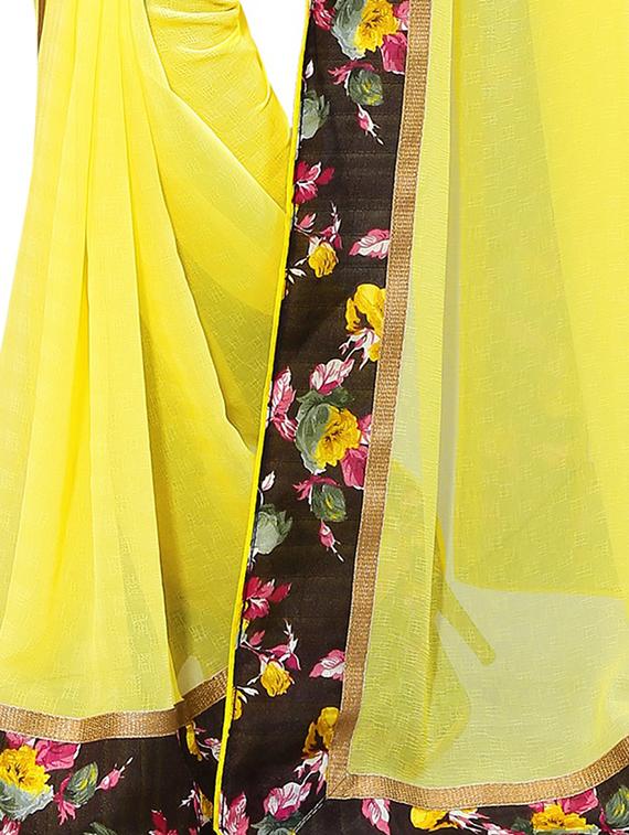 floral border solid saree with blouse - 15809251 - Standard Image - 2