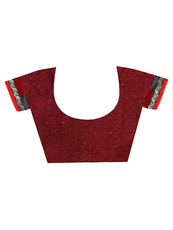 checkered border solid saree with blouse - 15809262 - Standard Image - 2