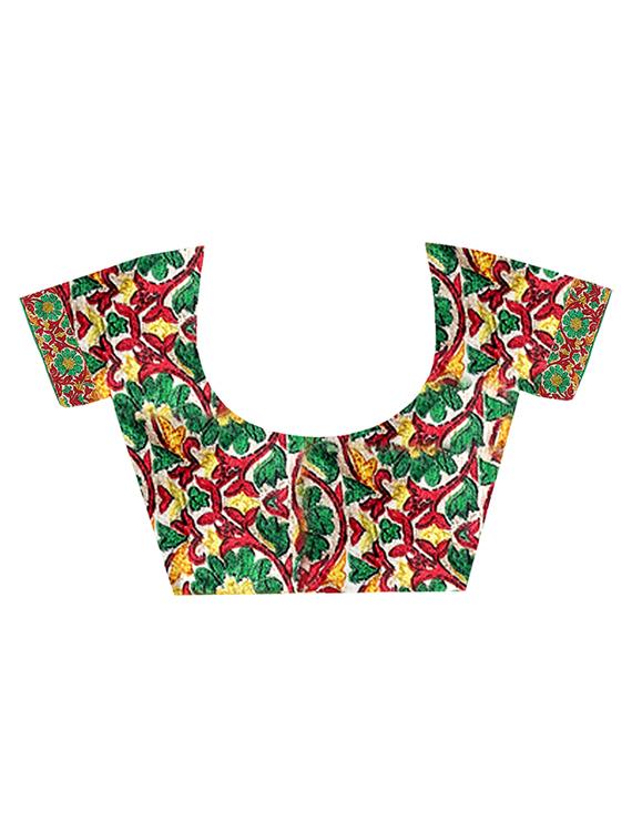 floral printed border solid saree with blouse - 15809277 - Standard Image - 2