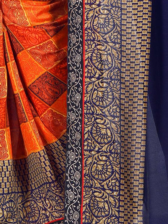 floral printed saree with blouse - 15809306 - Standard Image - 2
