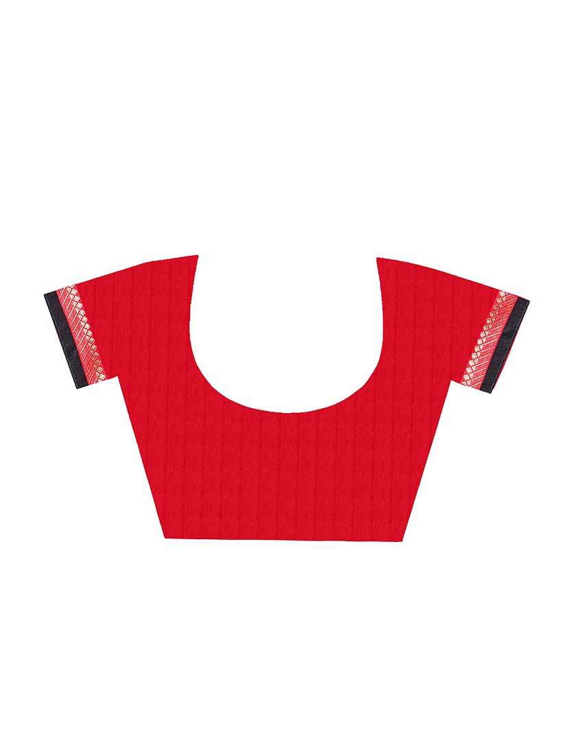 checkered printed border solid saree with blouse - 15809324 -  Standard Image - 2