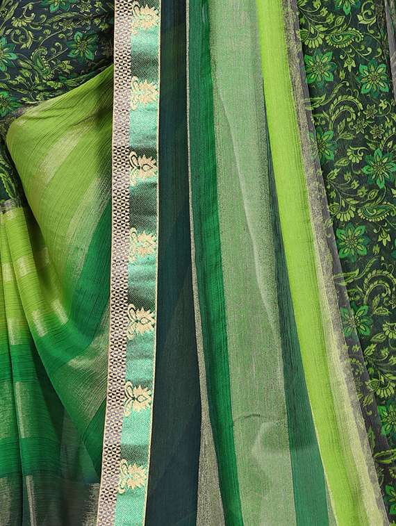 floral printed saree with blouse - 15809325 - Standard Image - 2