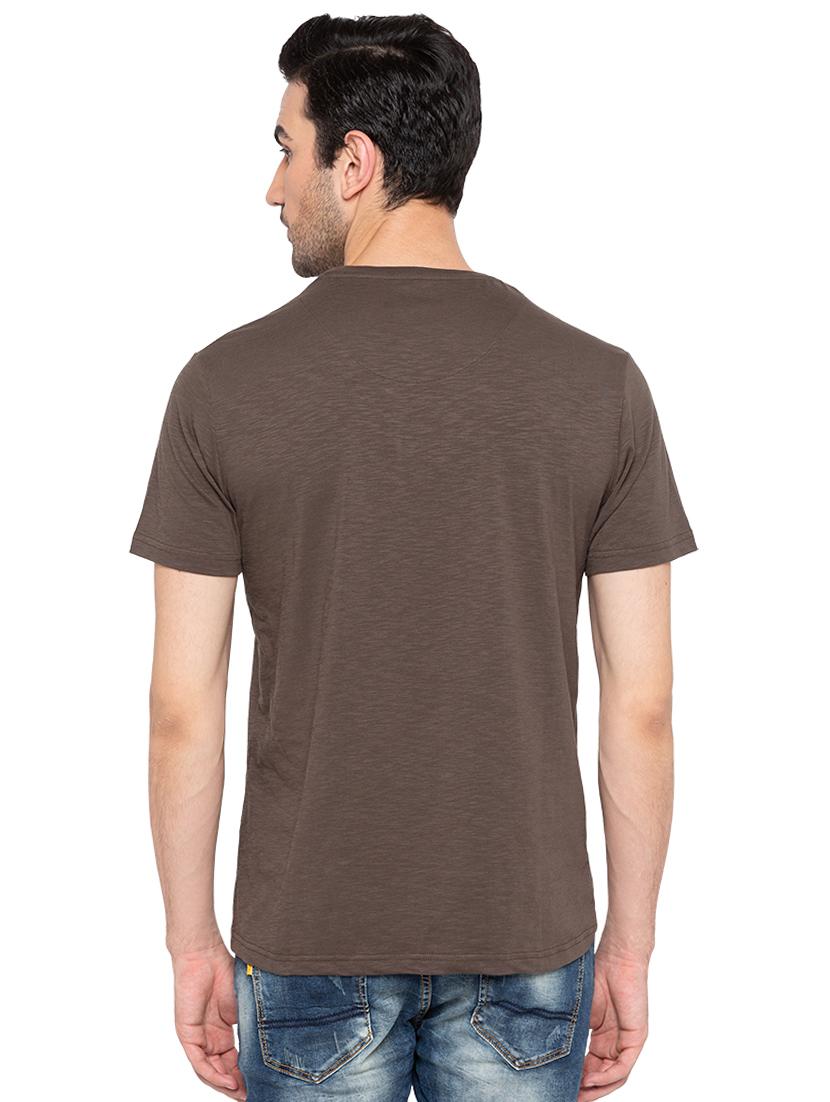 brown chest print t-shirt - 15810495 - Standard Image - 2