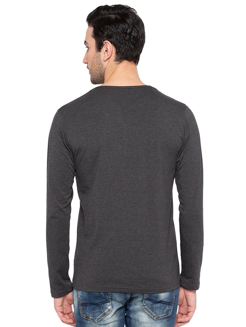 solid grey henley neck t-shirt - 15810502 - Standard Image - 2