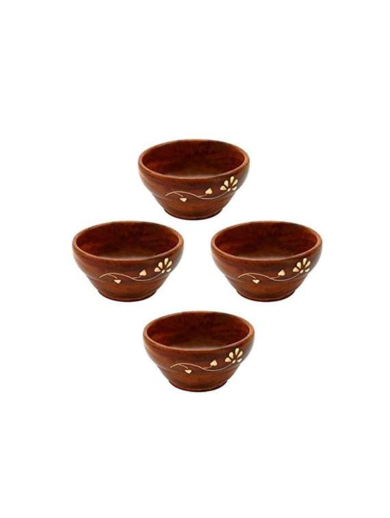 desi karigar wooden handmade serving bowl, set of 4 size 3.8 inch