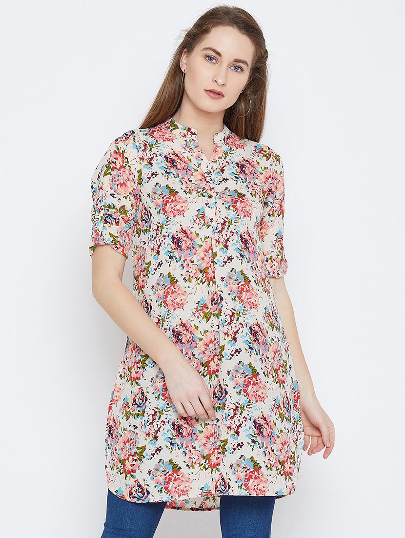 roll up sleeved floral tunic - 15814353 -  Zoom Image - 0