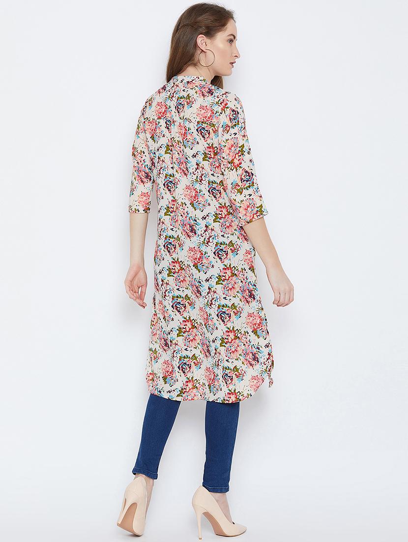 roll up sleeved floral tunic - 15814354 - Standard Image - 2