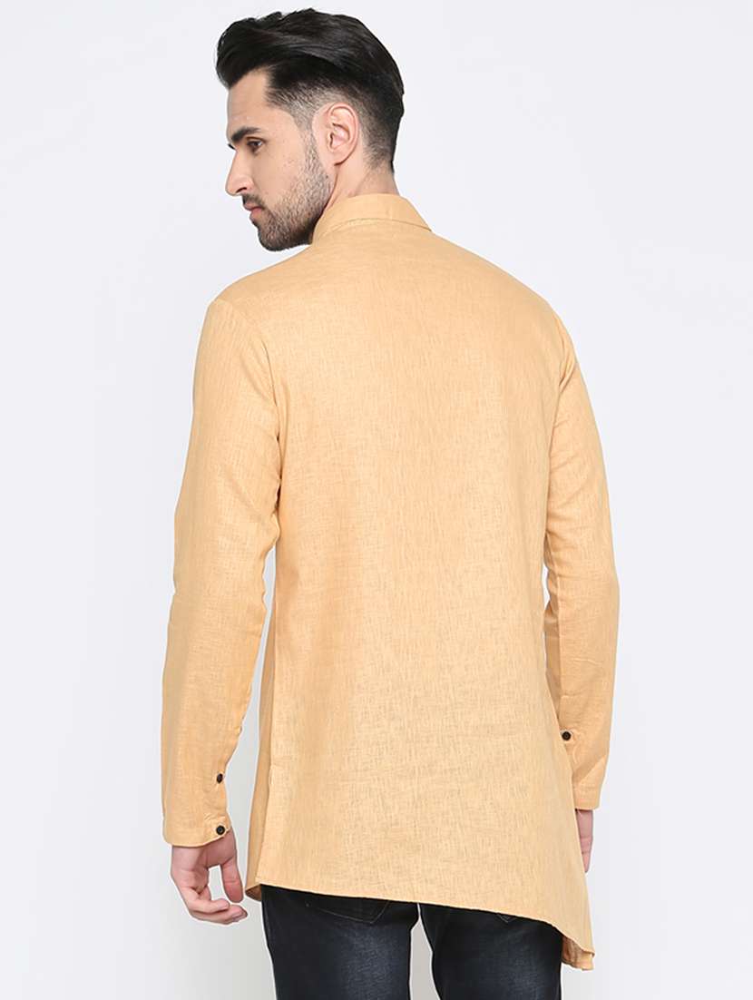 orange solid asymmetric kurta - 15817755 - Standard Image - 2