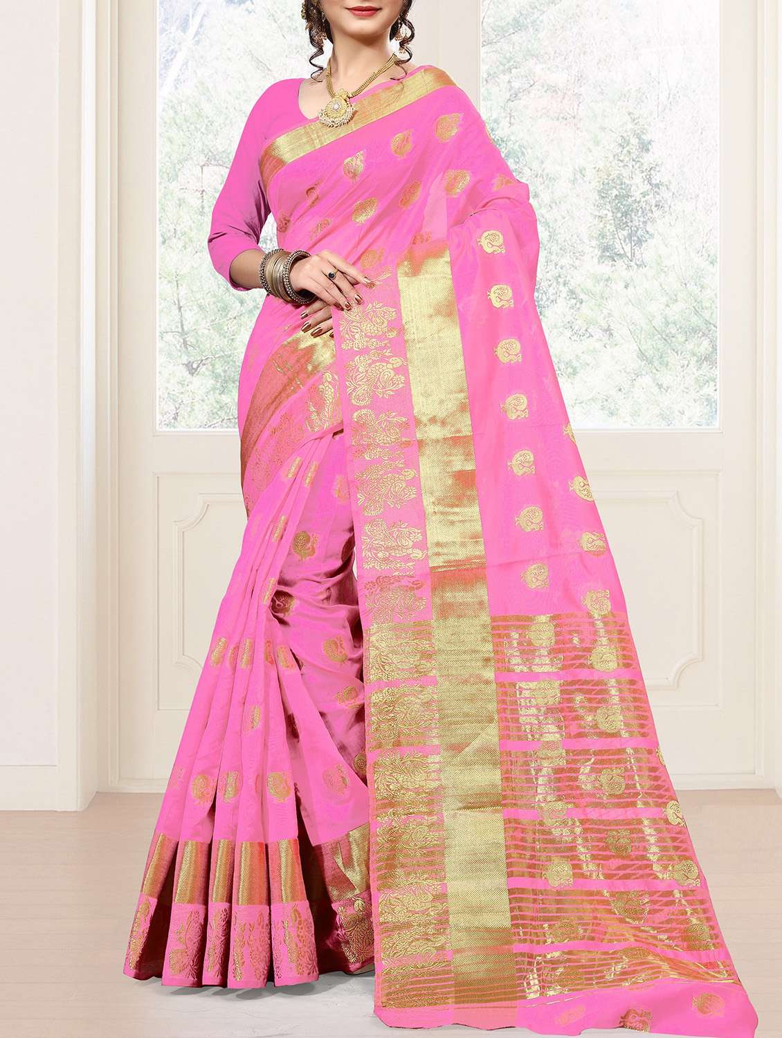 pink cotton silk patola saree with blouse