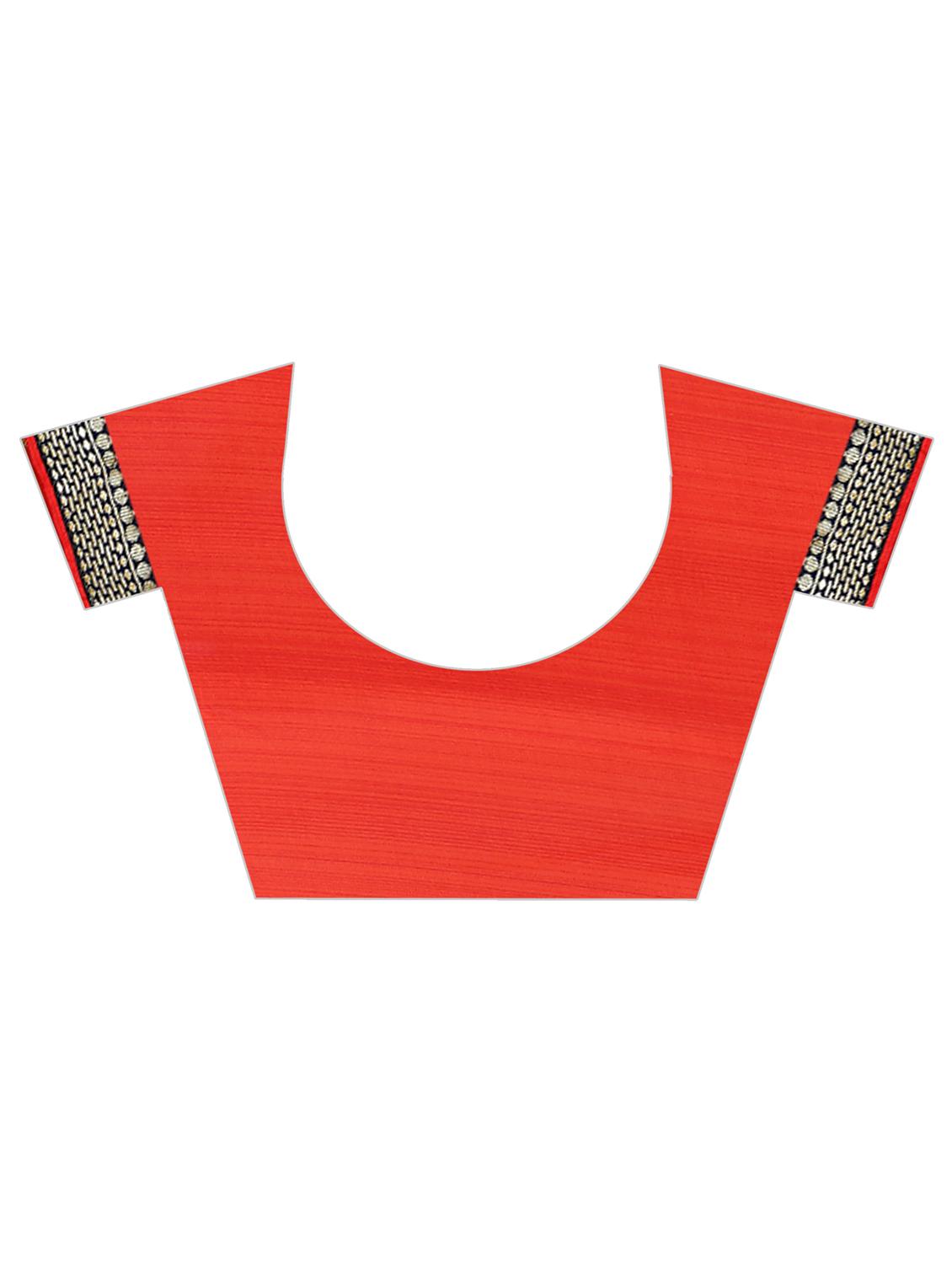 women's bordered orange colored saree with blouse - 15819306 - Standard Image - 2