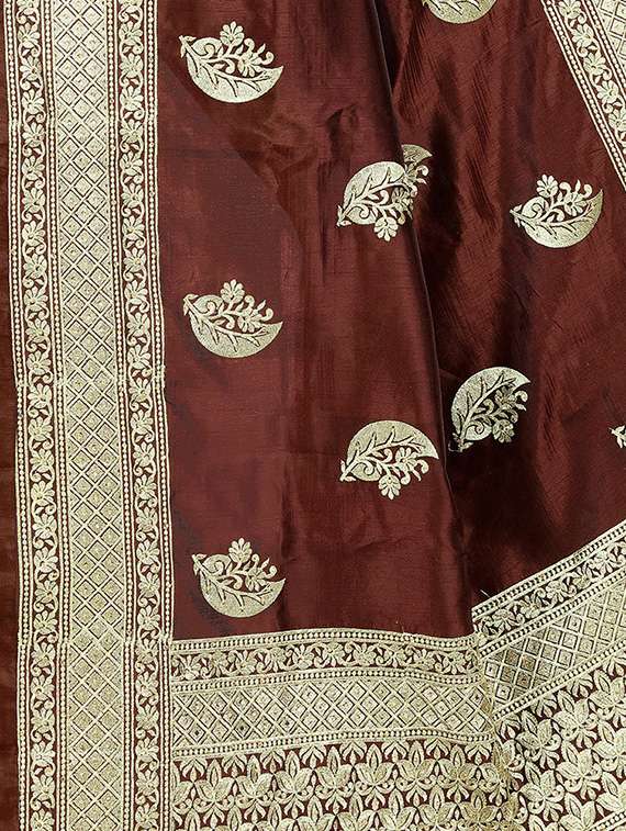 floral embroidered brown saree with blouse - 15819781 -  Standard Image - 2