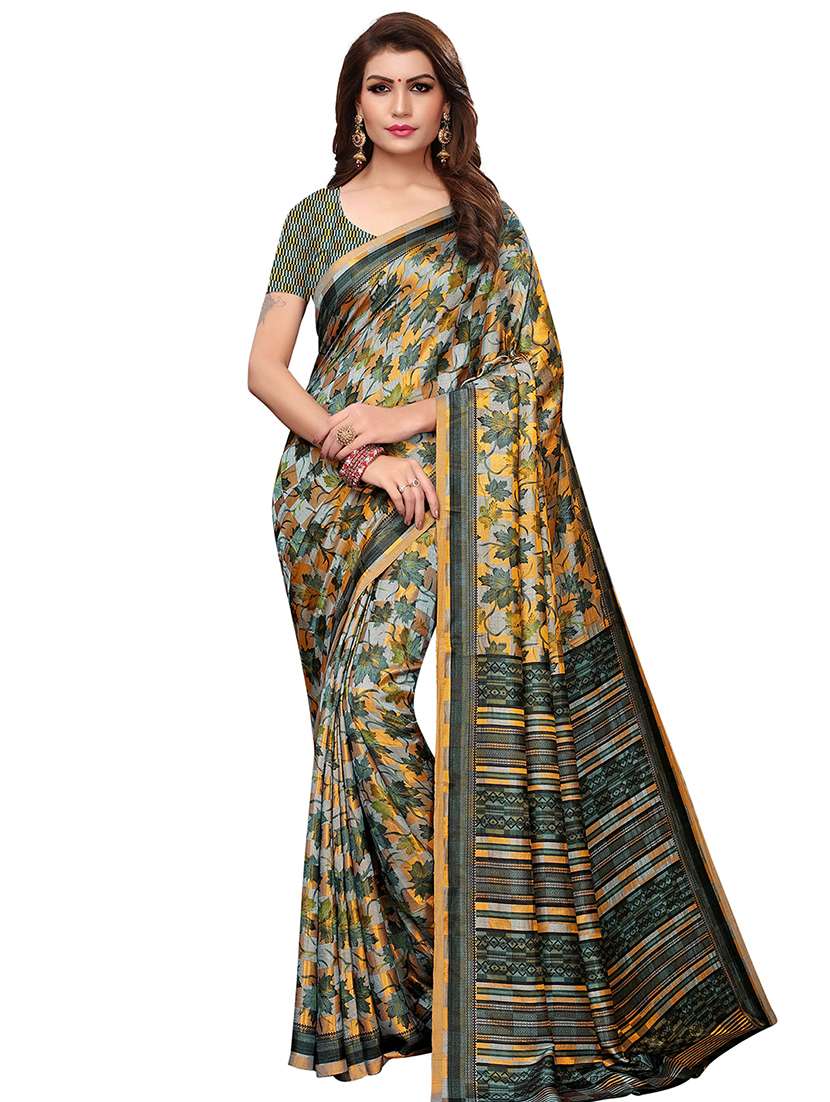 printed art silk saree with blouse