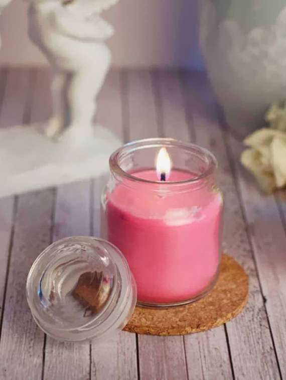 aromatic fables pink pacific fragrance natural wax scented decorative gifting glass jar candle