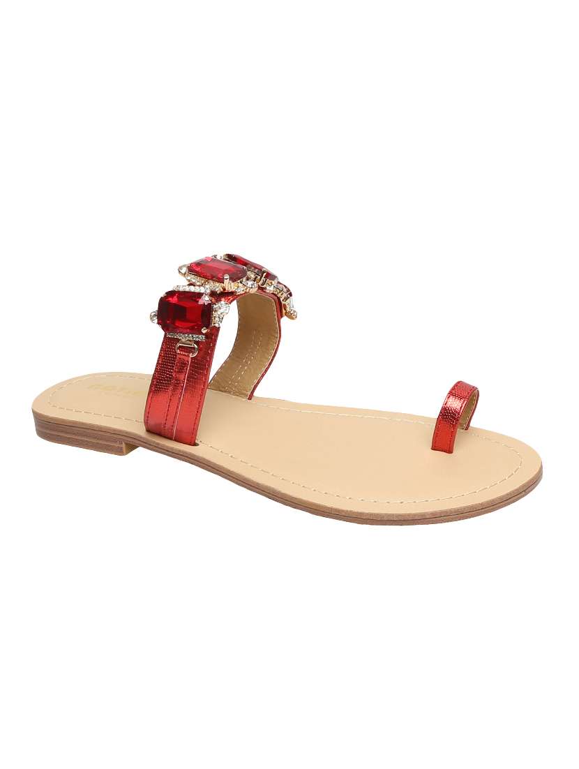 red one toe sandals