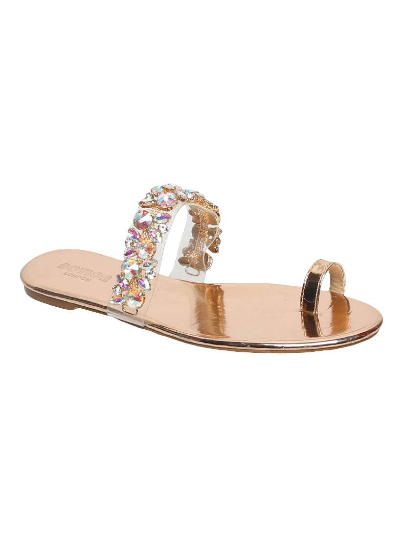 gold one toe sandals