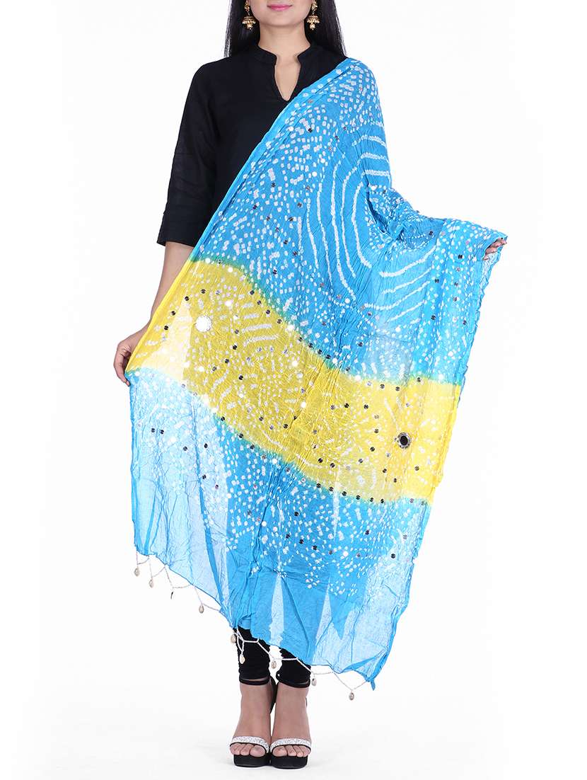 mirror work bandhani dupatta