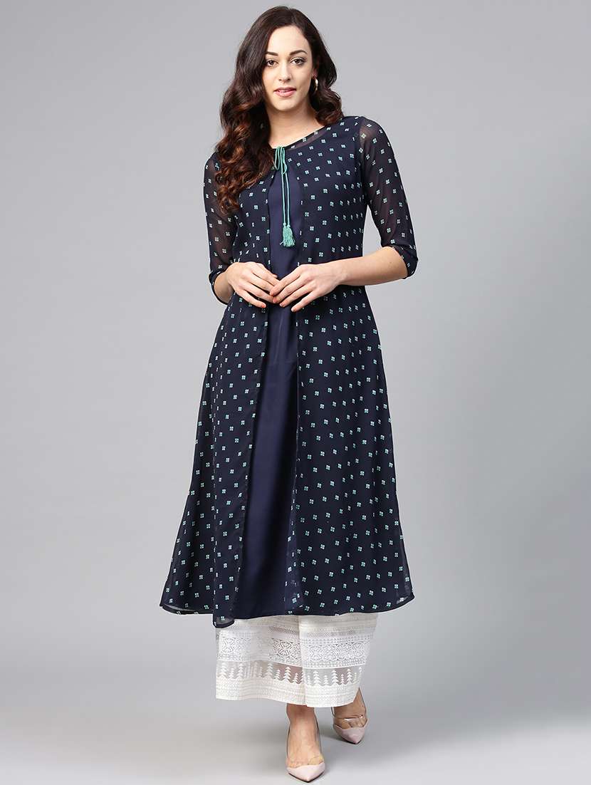 geometric printed layered kurta
