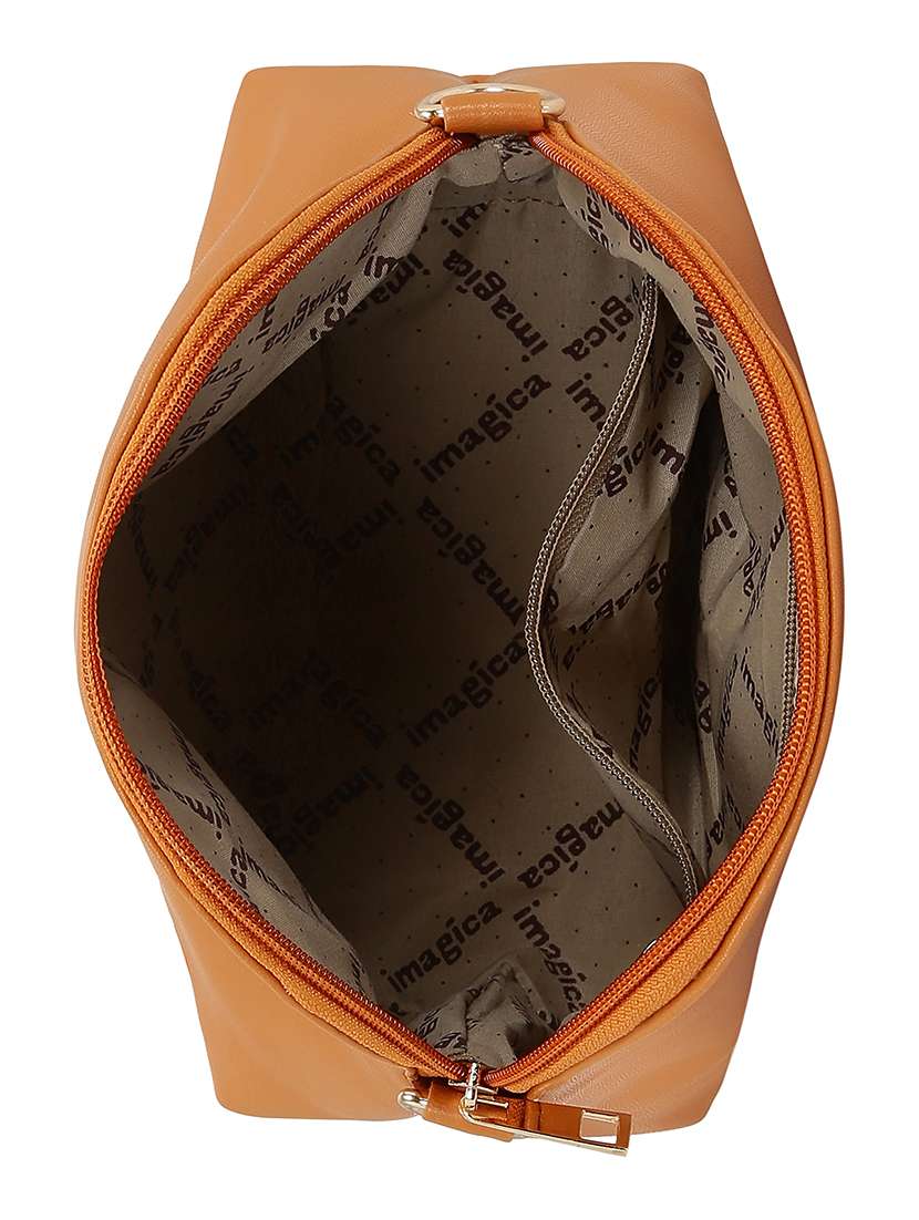 brown leatherette (pu) sling bag - 15830109 - Standard Image - 2