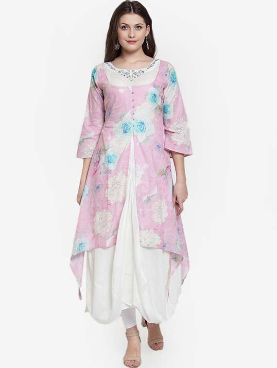 high low printed kurta