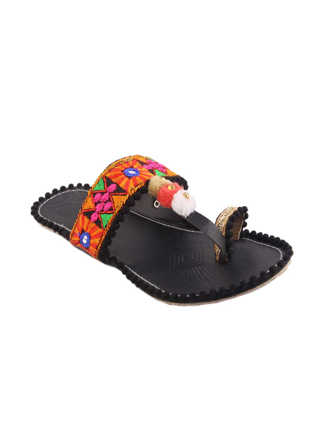 multi colored one toe kolhapuris