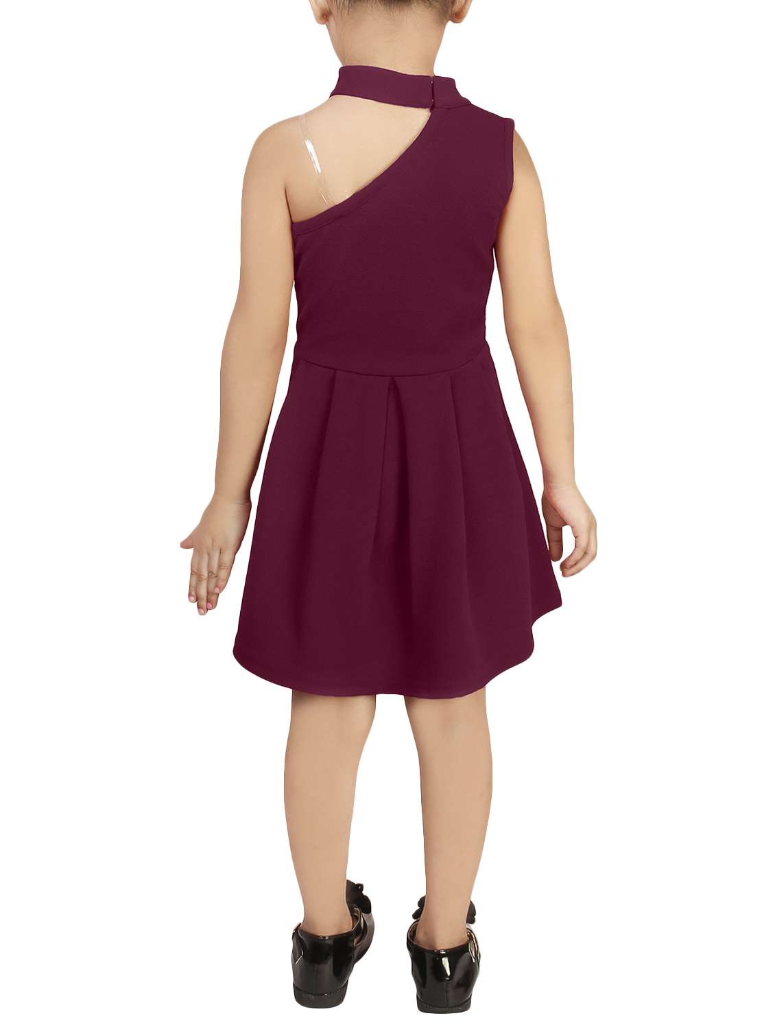 girls asymmetric neck single shoulder frock - 15832704 -  Standard Image - 2