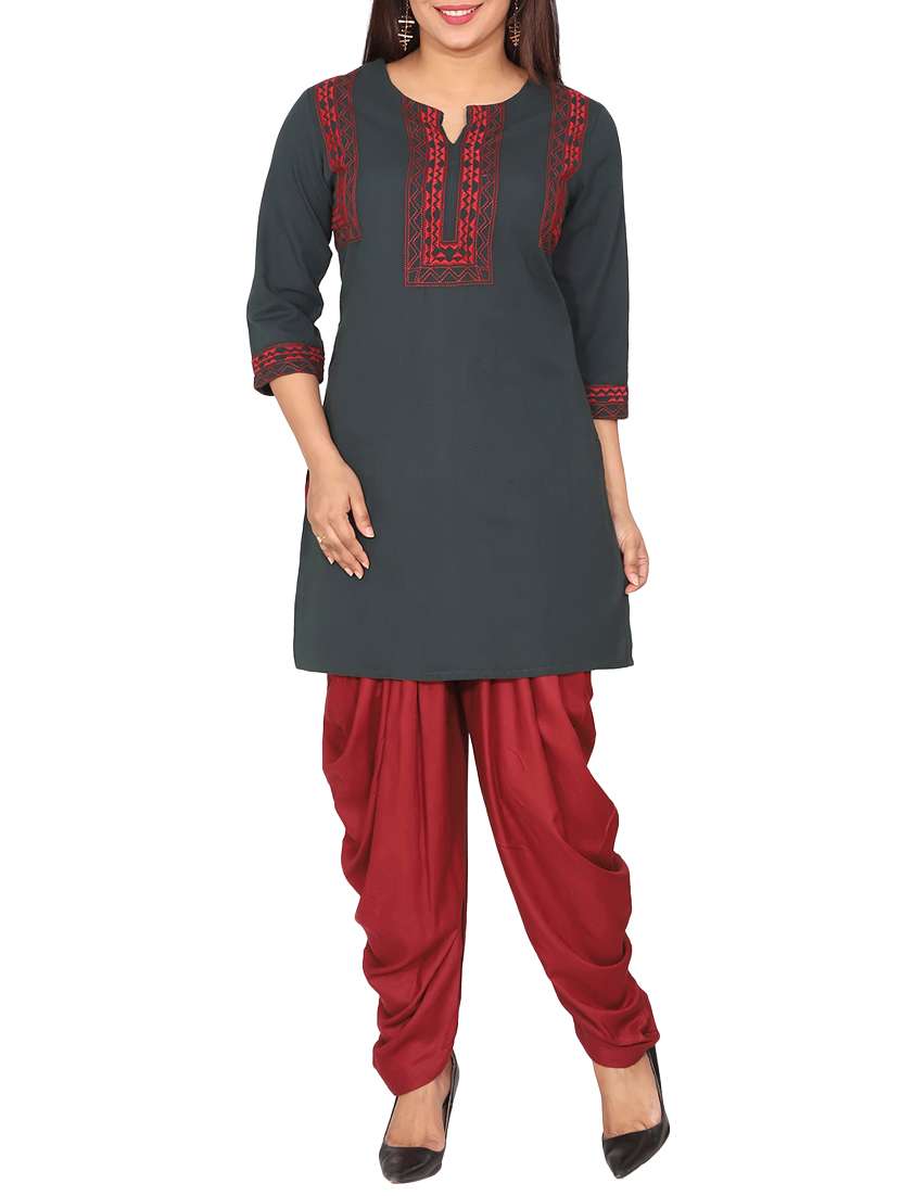 embroidered straight kurti