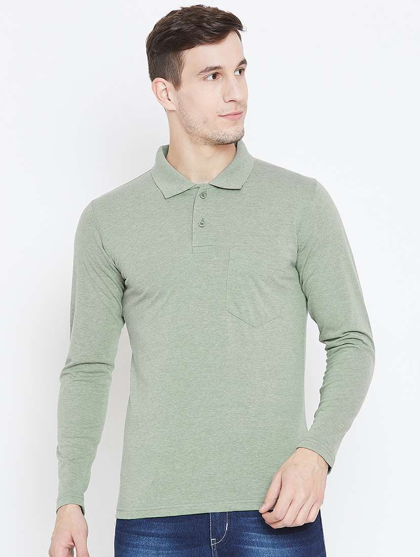 men polo neck solid t-shirt