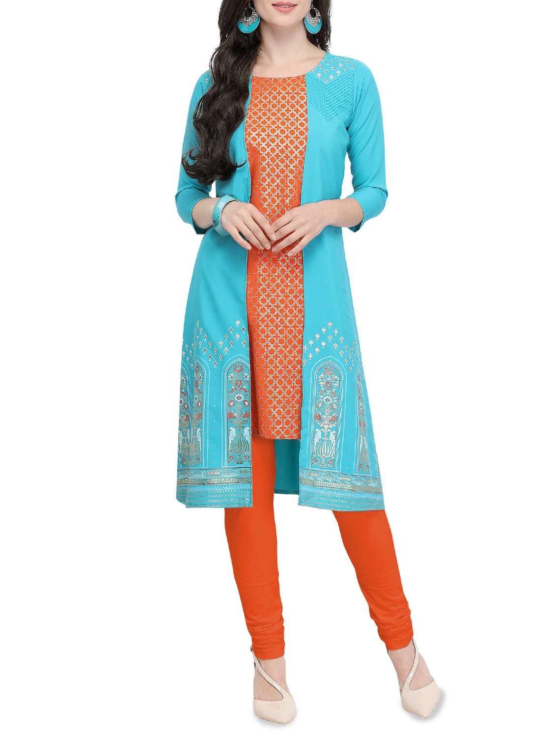foil print straight kurta