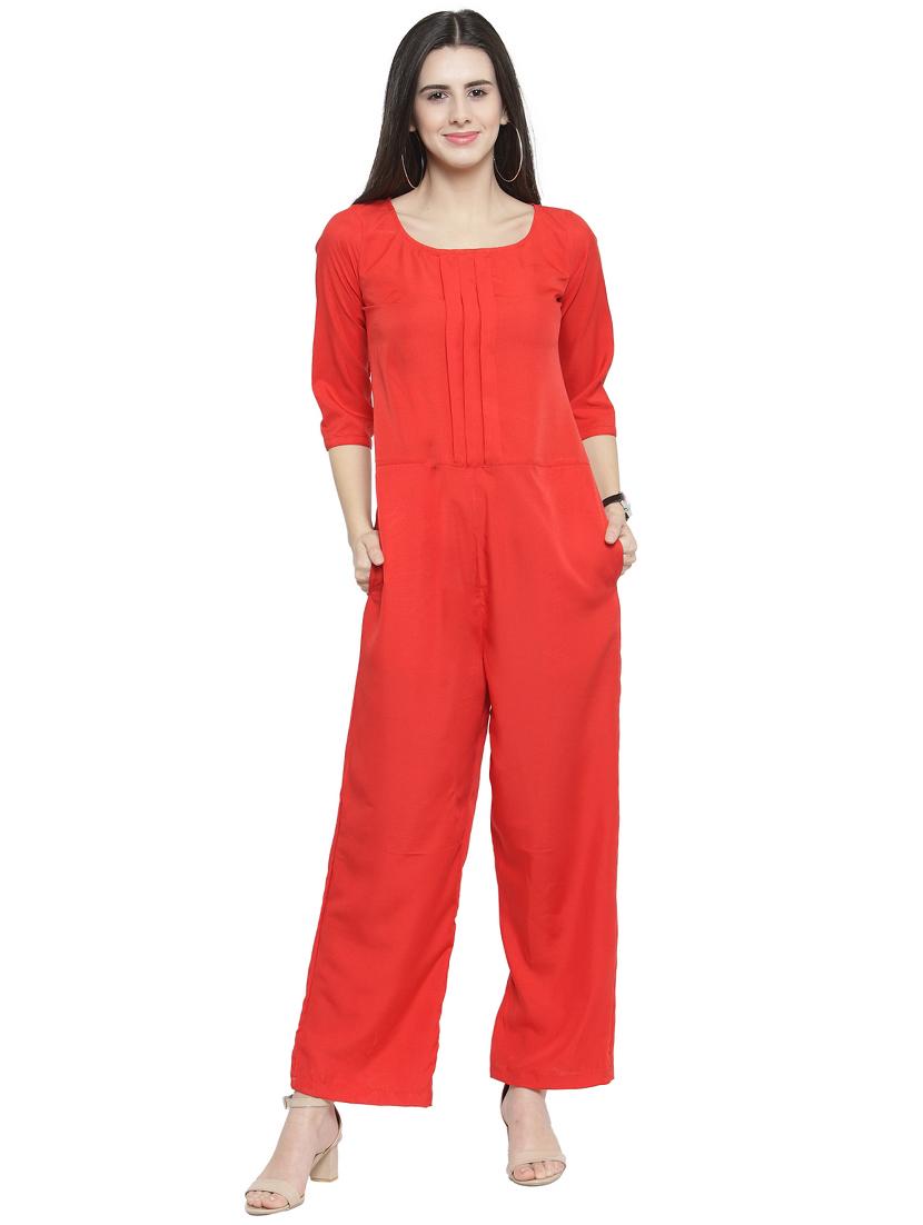 pleated front full leg jumpsuit - 15839676 - Zoom Image - 0