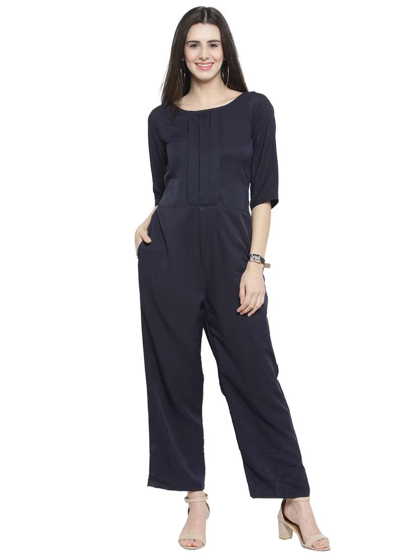 pleated front full leg jumpsuit - 15839677 -  Zoom Image - 0