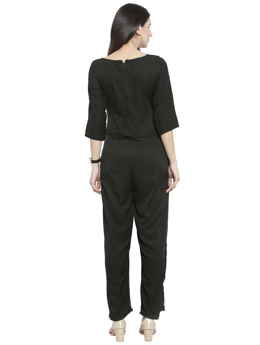 pleated front full leg jumpsuit - 15839679 -  Standard Image - 2