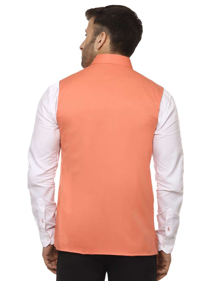 pink mandarin neck nehru jacket - 15840485 -  Standard Image - 2