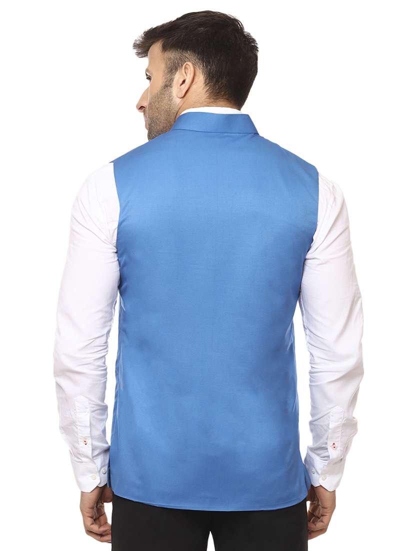 solid blue nehru jacket - 15840494 -  Standard Image - 2