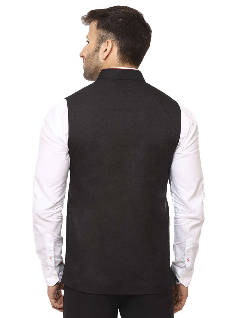 solid black nehru jacket - 15840495 -  Standard Image - 2