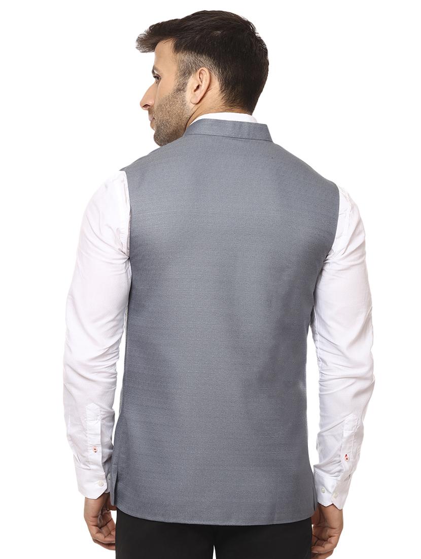 grey cotton nehru jacket - 15840506 - Standard Image - 2