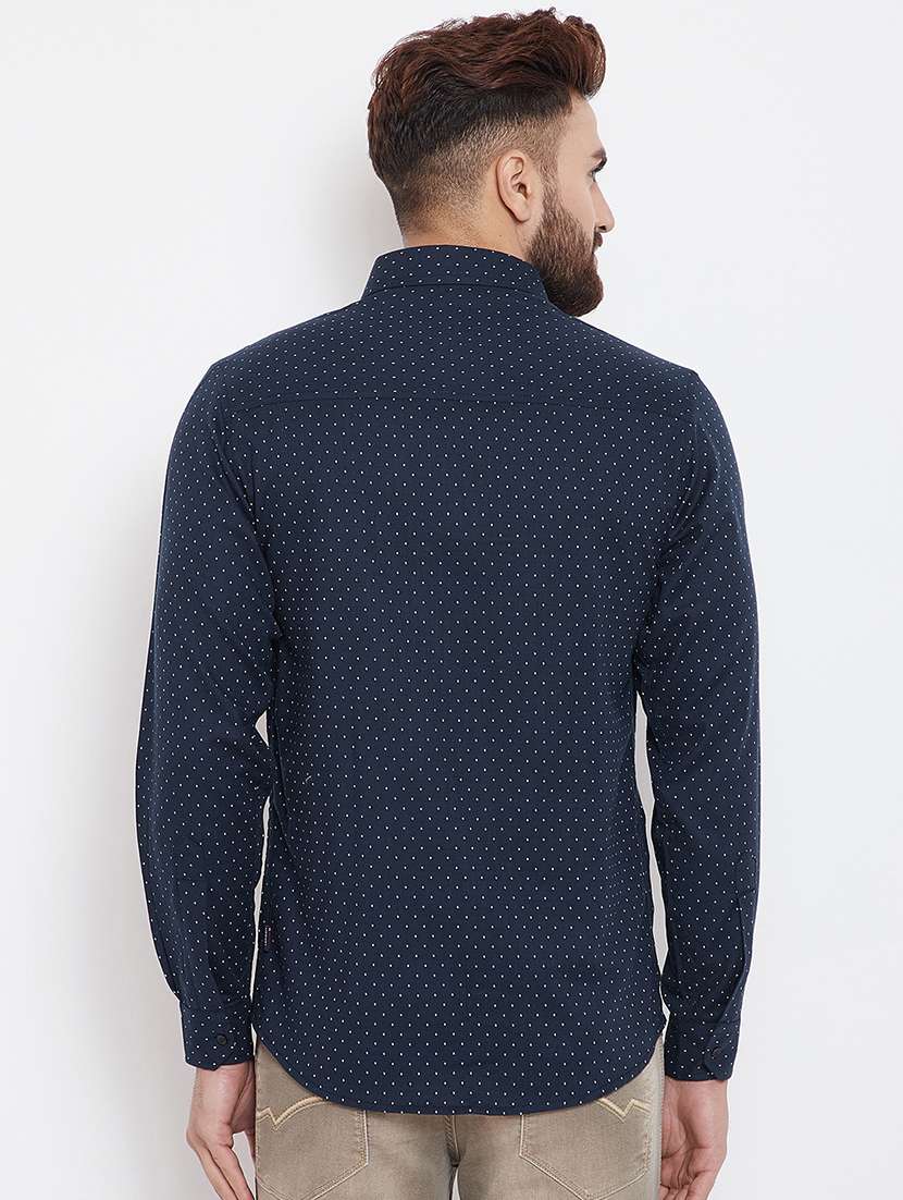 navy blue polka dotted casual shirt - 15840851 -  Standard Image - 2