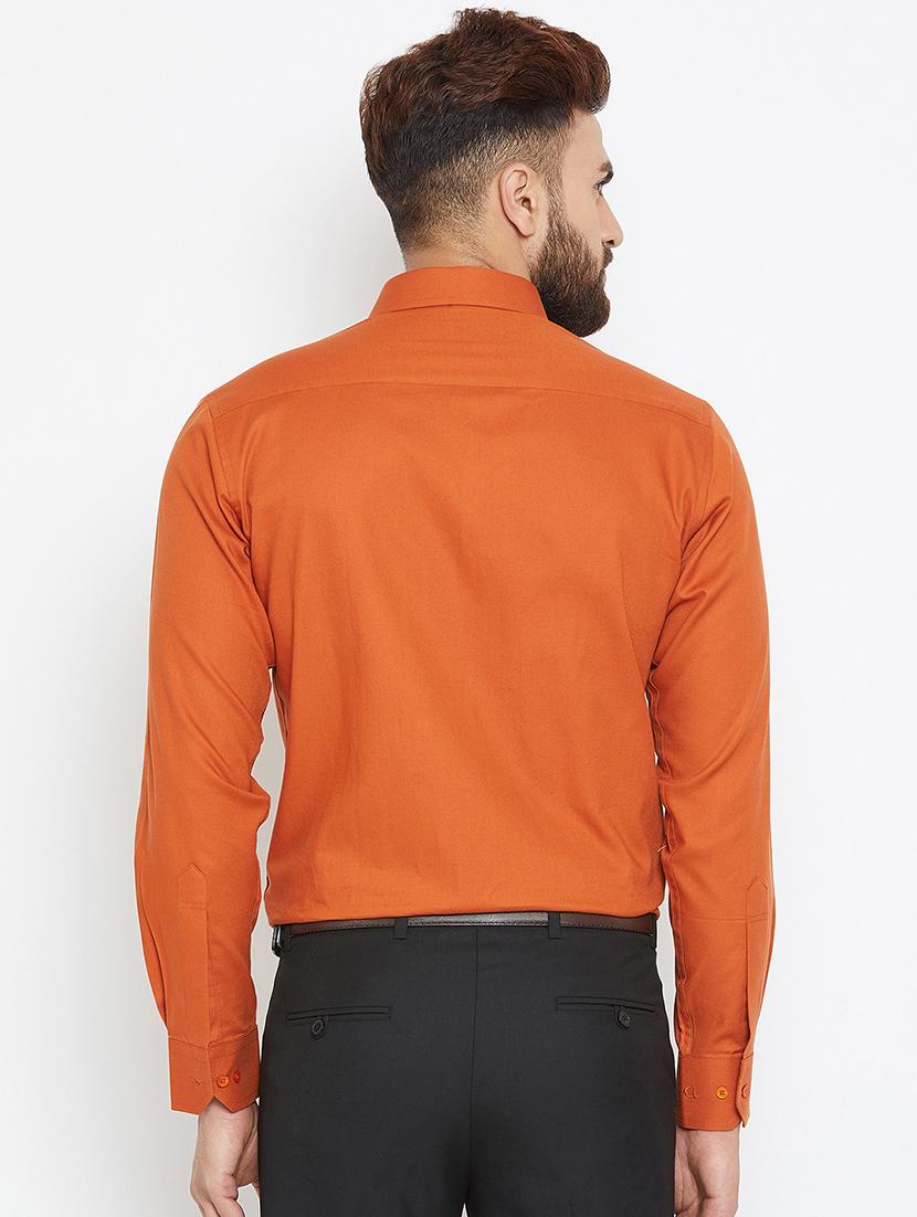 orange solid formal shirt - 15840872 - Standard Image - 2