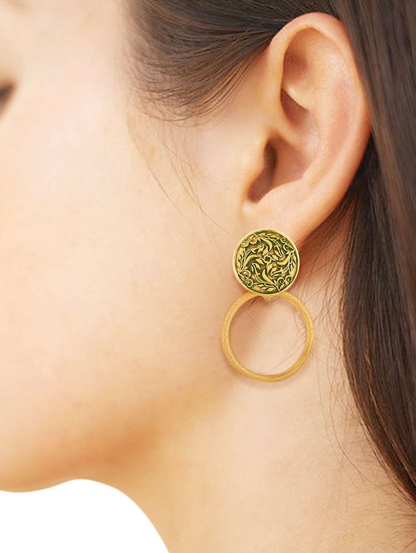 gold metal drop earring - 15842423 - Standard Image - 2