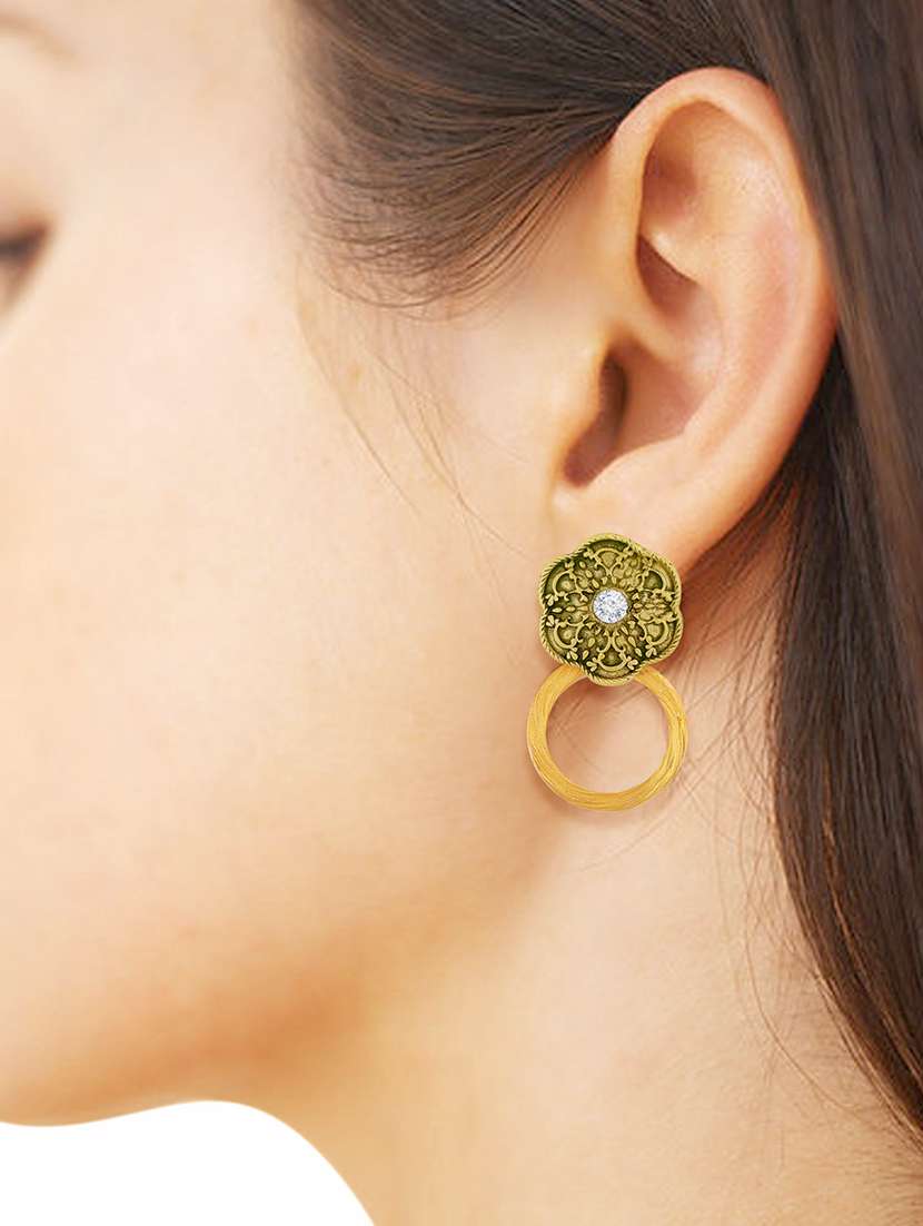 gold metal drop earring - 15842424 -  Standard Image - 2