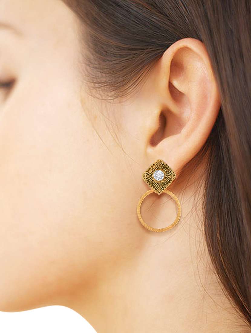 gold metal drop earring - 15842425 - Standard Image - 2