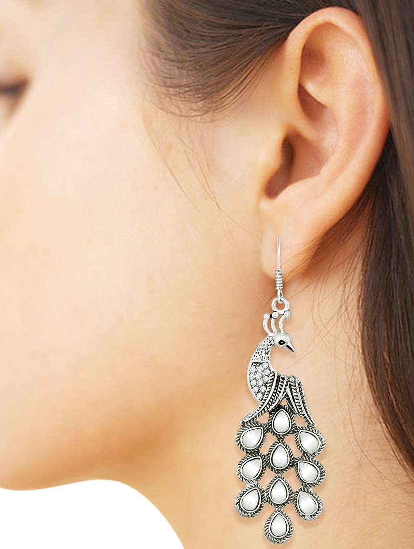silver metal drop earring - 15842427 - Standard Image - 2