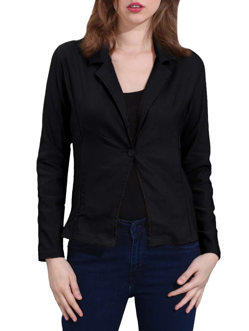 lapel collar solid blazer