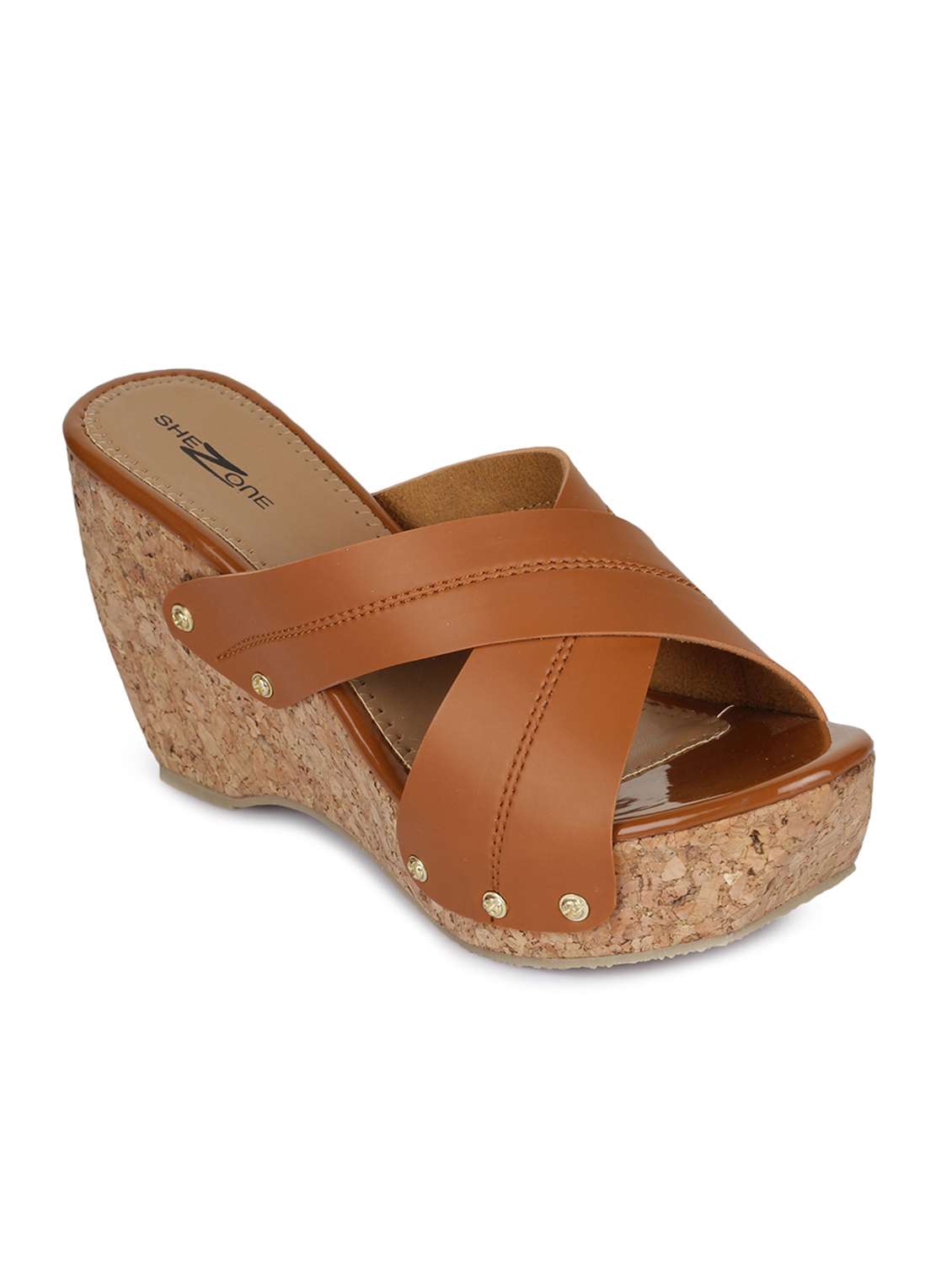 tan slip on wedges