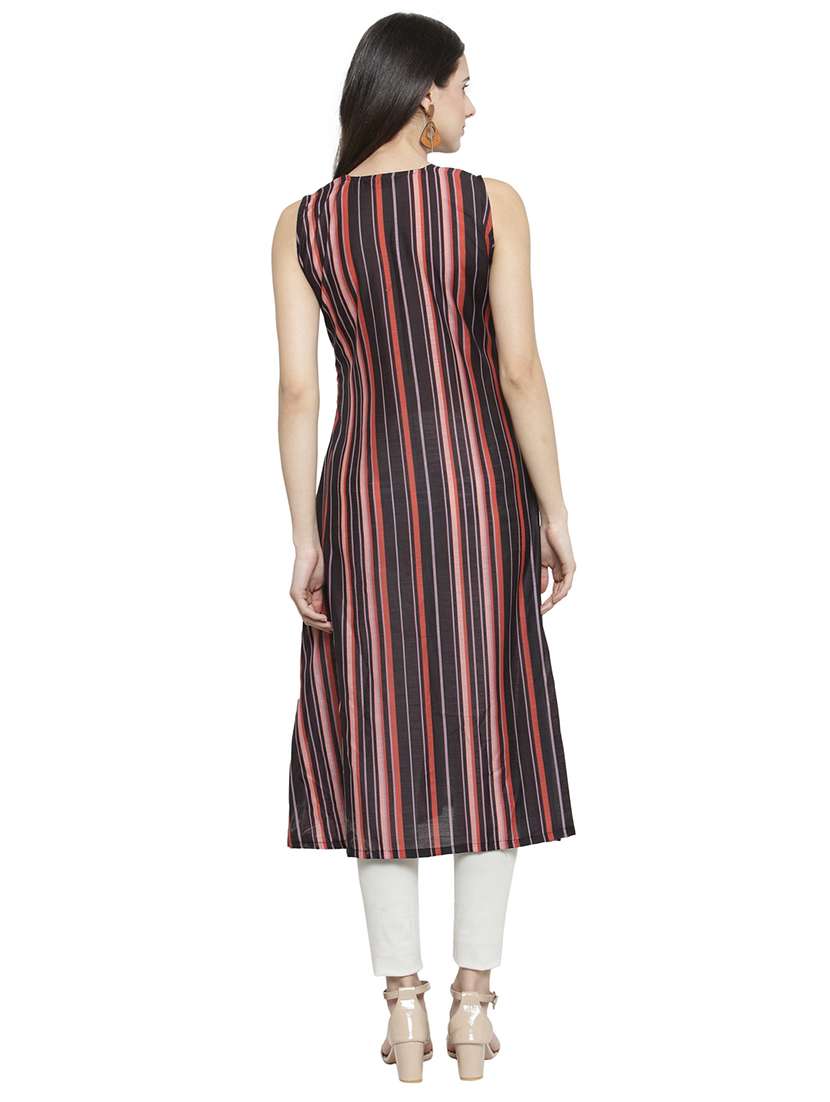 stripes a-line kurta - 15845950 -  Standard Image - 2