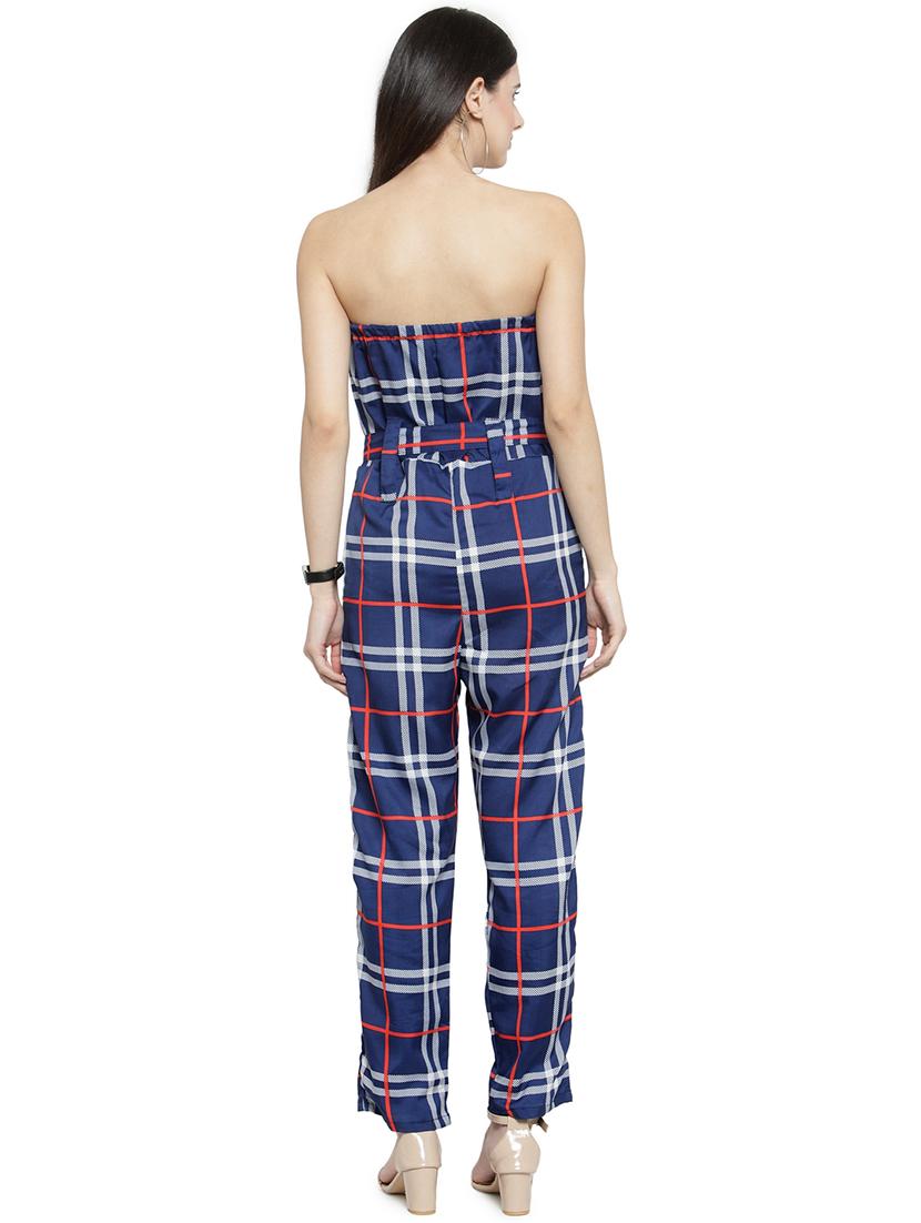 tie-knot checkered tube jumpsuit - 15846752 - Standard Image - 2